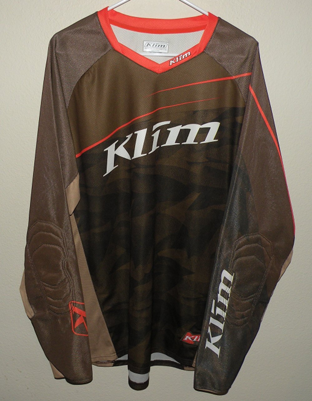 Klim Dakar Men’s 2XL LS Jersey Shirt Brown Motocross Off Road Padded Elbows